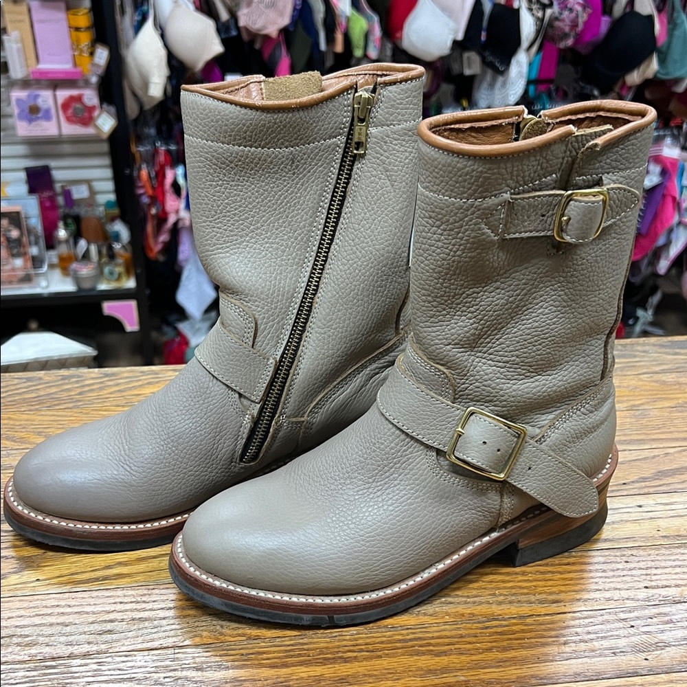 TWO THOUSAND NEVER PATRICK WINGET | Engineer taupe cowhide moto boots